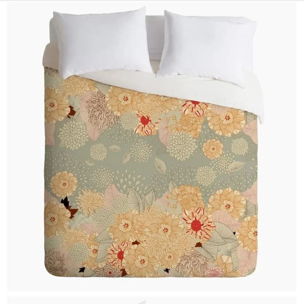 Iveta Abolina Traditional Floral Queen Duvet Cover and Two (2) Standard Shams